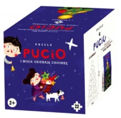 Puzzle Pucio i Misia ubierają choinkę 2+