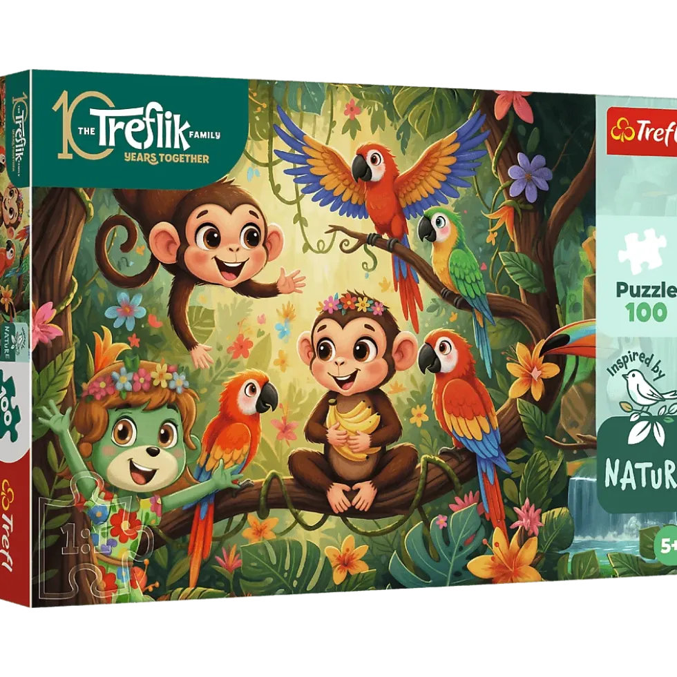 Puzzle 100 Rodzina Treflików - Małpki i przyjaciele