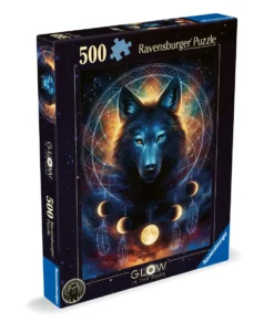 Puzzle 500 Świecące - Wilk i księżyce