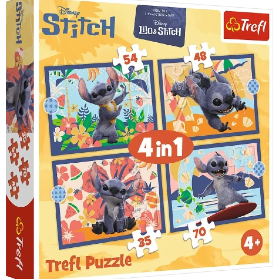 Puzzle 4w1 Lilo & Stitch, Wakacje na Hawajach