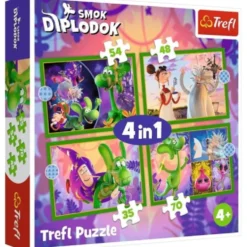 Puzzle 4w1 Świat Smoka Diplodoka