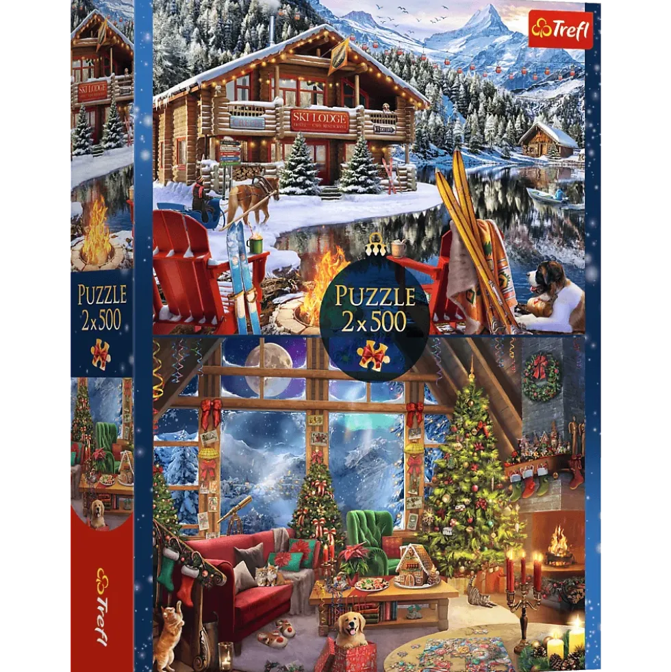 Puzzle 2x500 XMAS Święta w górach