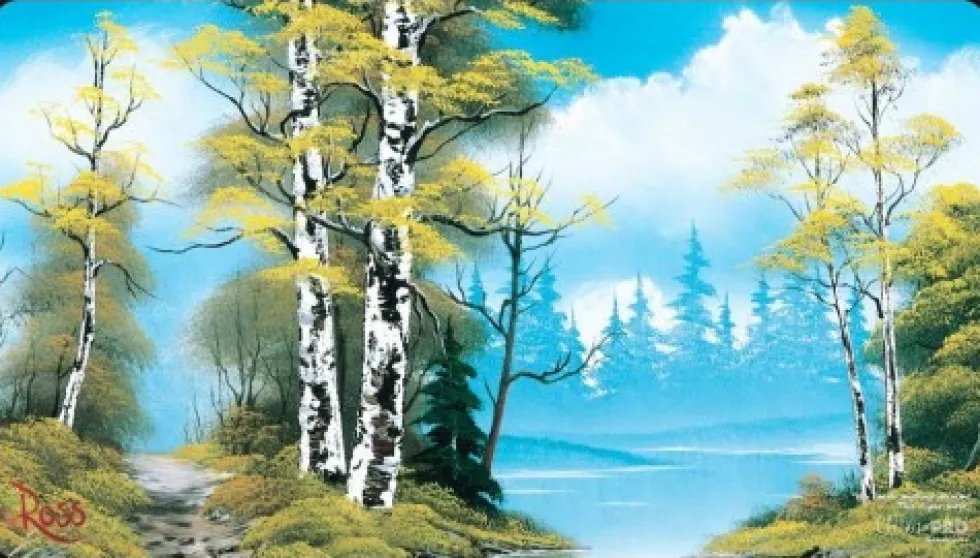 Ultra Pro: Black Stitched Playmat - Bob Ross - Lakeside Path