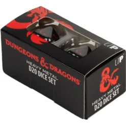 Ultra-Pro: Dungeons & Dragons: Zestaw kości - Heavy Metal D20 - Black/Red (2 kości)
