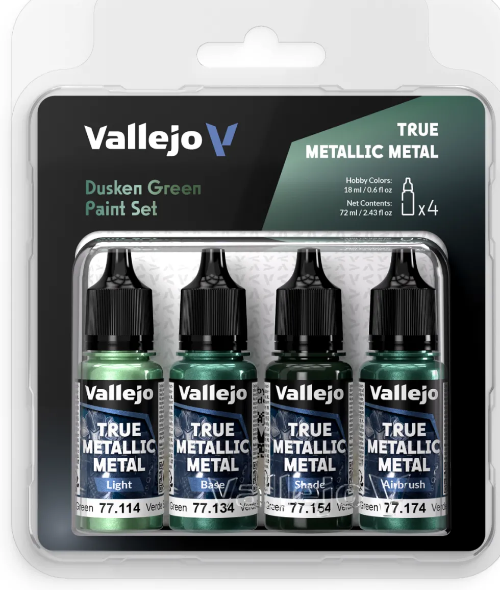 Vallejo: True Metallic Metal - Dusken Green Paint Set