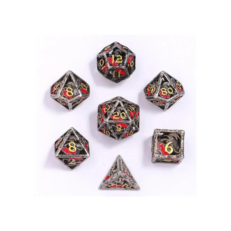 Zestaw kości: Dragon's Hymn Hollow Metal - Ancient Silver