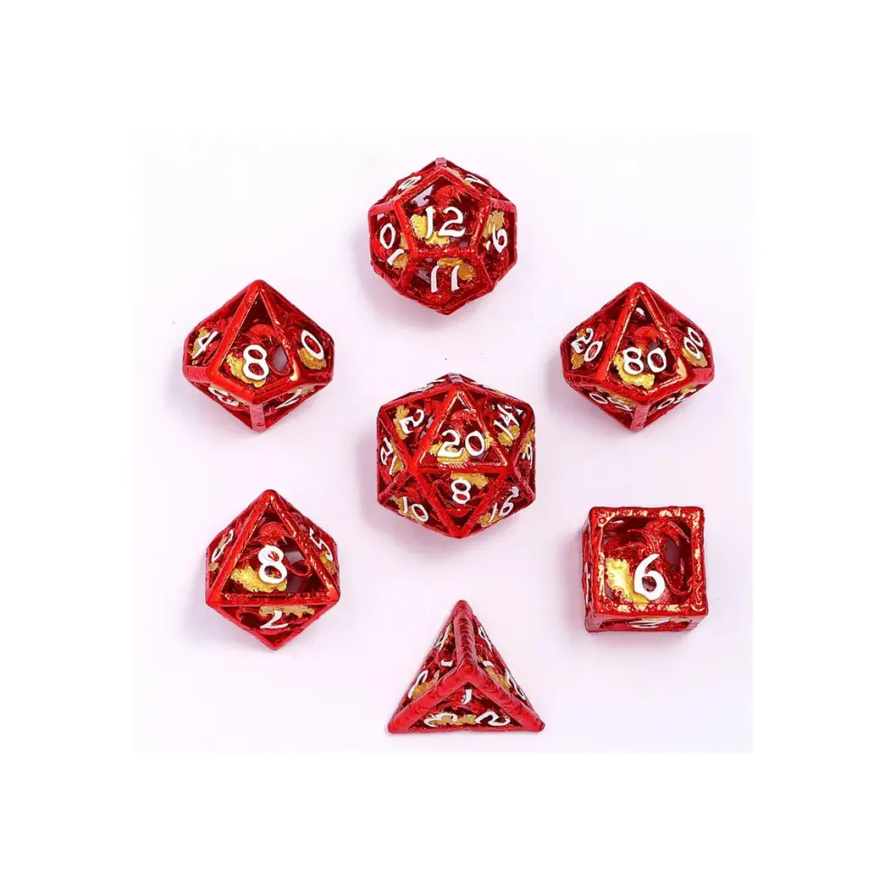 Zestaw kości: Dragon's Hymn Hollow Metal - Red