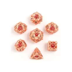 Zestaw kości: Hollow Rose Polyhedral Metal - Black w/Blood Spatter