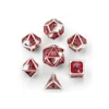 Zestaw kości: Solid Metal Dragon - Silver w/Red&White