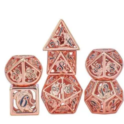 Zestaw kości: Solid Metal Dragon Polyhedral - Brushed Rose Gold