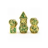 Zestaw kości: Solid Metal Dragon Polyhedral - Gold with Green