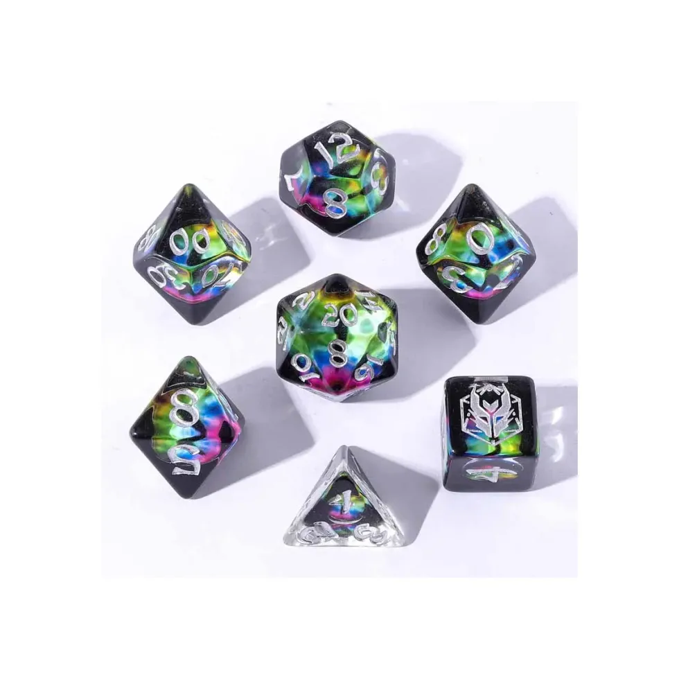 Zestaw kości: Wyrmforged Rollers Rounded Edge Resin Dragon's Eye - Chromatic