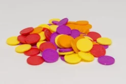 Zestaw plastikowych monetek kolorowych